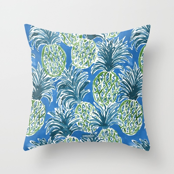Lapis Pineapple O'Clock Throw Pillow by Barbarian