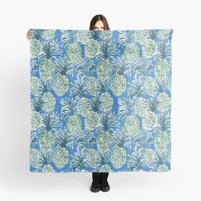 Lapis Pineapple O'Clock Scarf by Barbarian