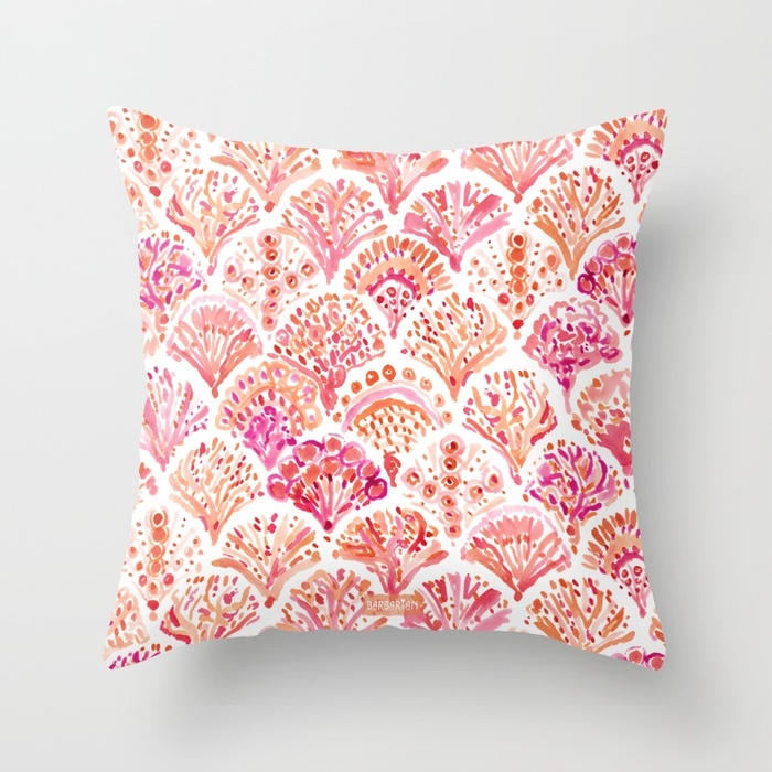 CORAL CAMO Mermaid Fish Scales Throw Pillow by Barbarian