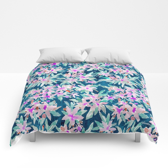 LET GO Tropical Watercolor Floral Comforter by Barbarian