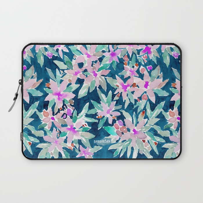 LET GO Tropical Watercolor Floral Laptop Sleeve by Barbarian