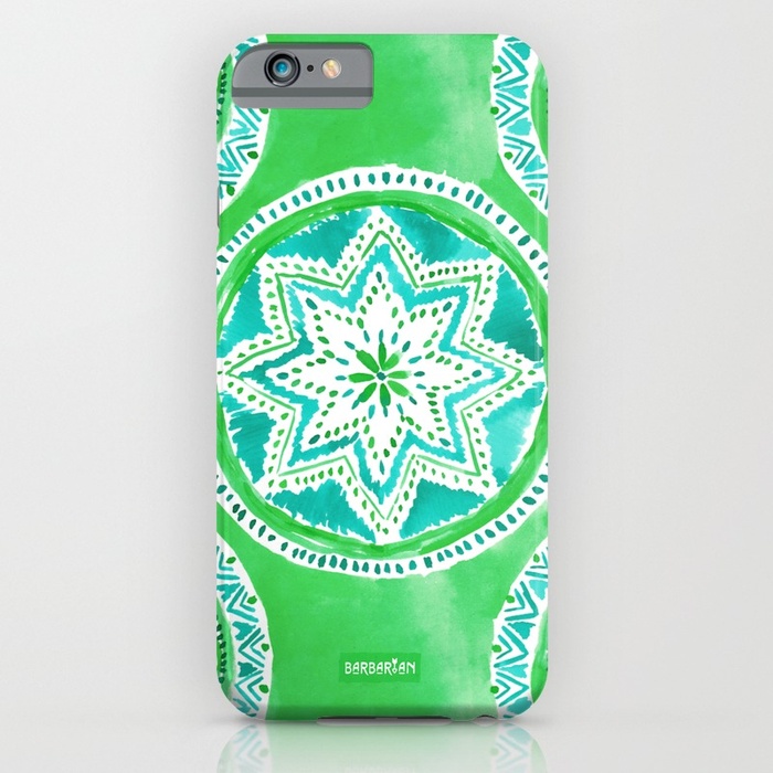 MIGHTY MEDALLION Green Boho Mandala Phone Case by Barbarian