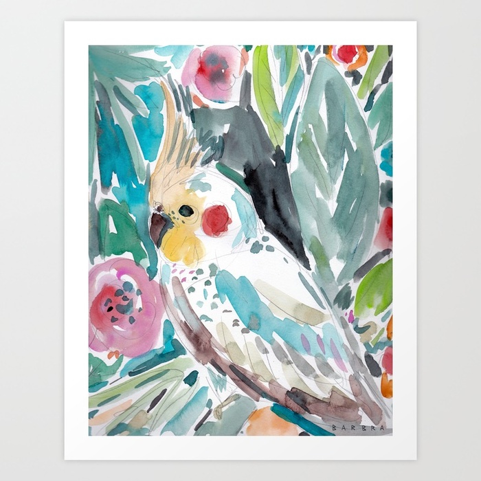 Parasol the Cockatiel Art Print by Barbarian