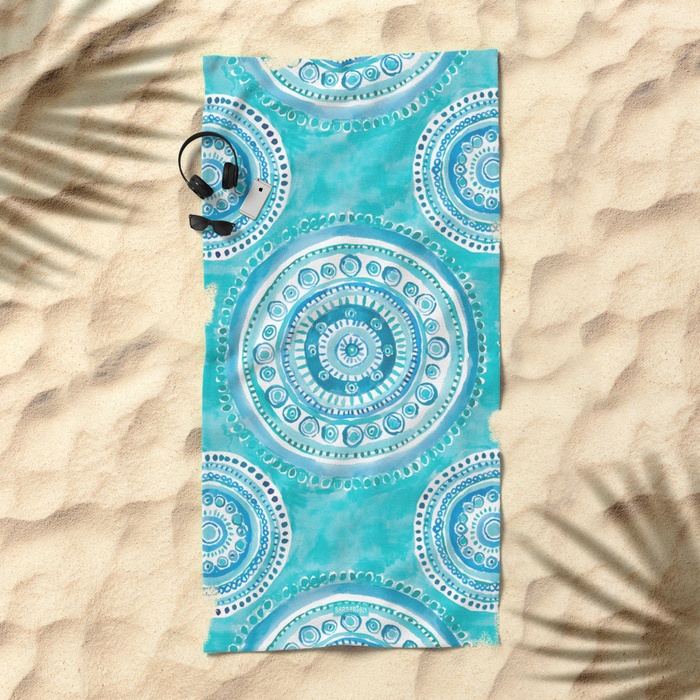 PEARLS OF WISDOM Mermaid Mandala Beach Towel by Barbarian