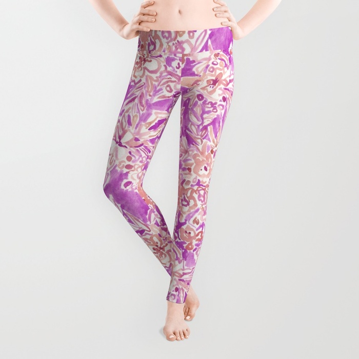 TROPICAL FLAIR Pink Floral Leggings by Barbarian