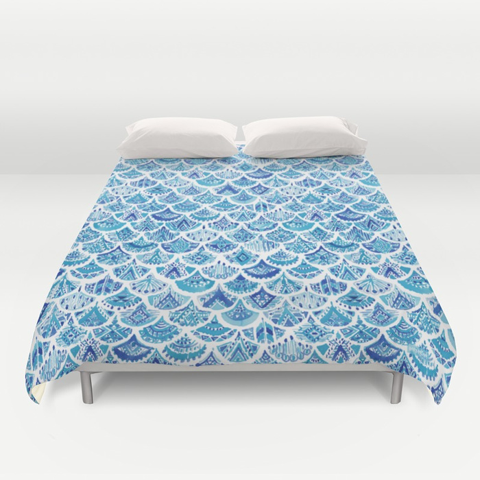 AZTEC MERMAID Tribal Scallop Pattern Duvet Cover by Barbarian
