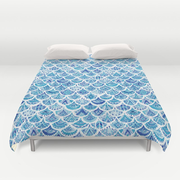 AZTEC MERMAID Tribal Scallop Pattern Duvet Cover by Barbarian