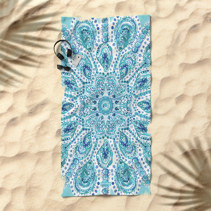 MMMOYSTERS Oyster Mandala Beach Towel by Barbarian
