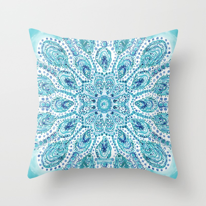 MMMOYSTERS Oyster Mandala Throw Pillow by Barbarian