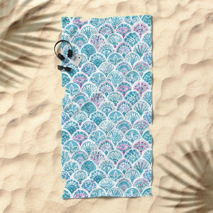 OMNISCIENT MERMAID All-Seeing Eye Scallop Beach Towel