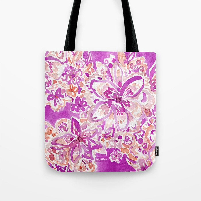 GOOD VIBES Wild Watercolor Floral Tote Bag
