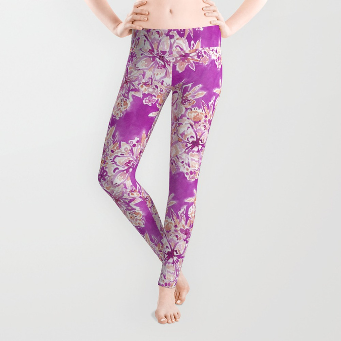 GOOD VIBES Wild Watercolor Floral Leggings