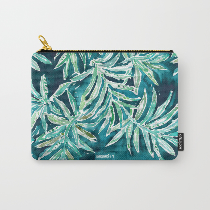 SANTA CRUZIN' Navy Tropical Palm Leaves Pouch