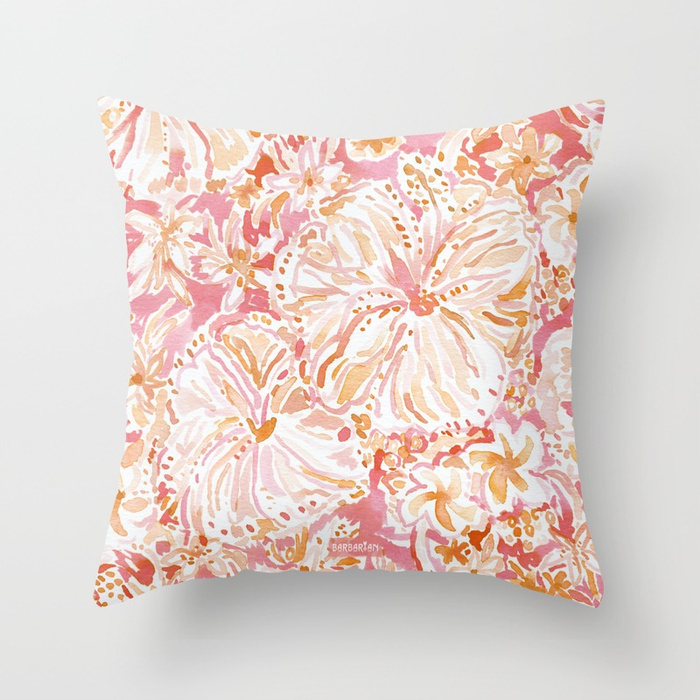 ALOHA STATE Tropical Watercolor Floral Pillow