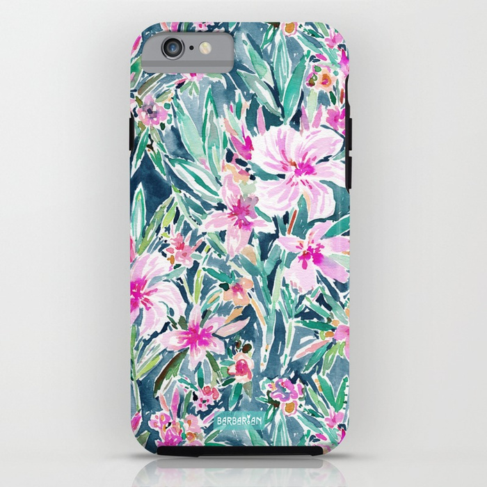 LUSH OLEANDER Tropical Watercolor Floral Phone Case