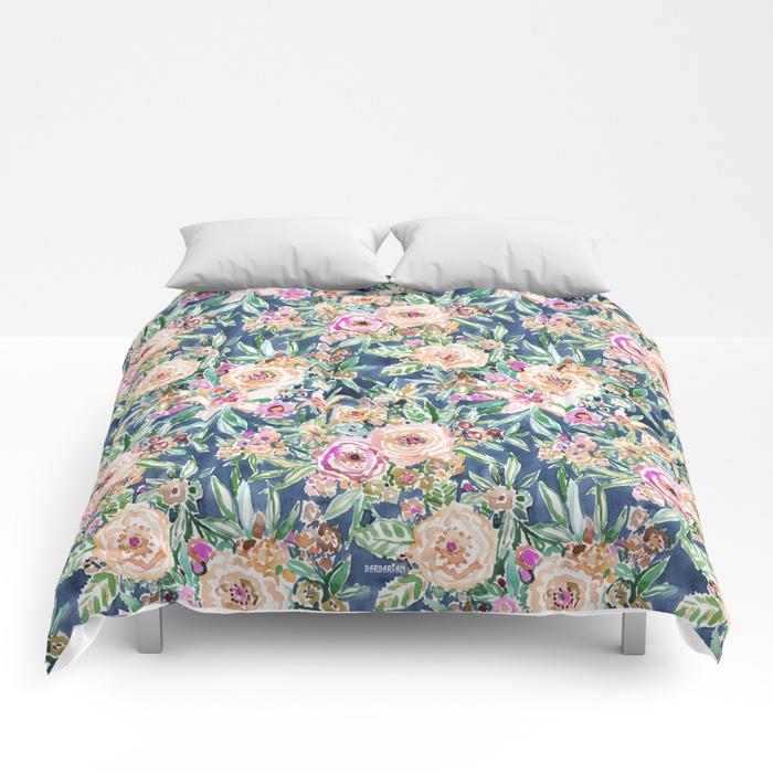 Navy MAUI MINDSET Colorful Tropical Floral Comforter