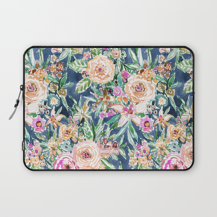 Navy MAUI MINDSET Colorful Tropical Floral Laptop Sleeve