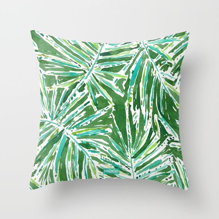 PALMY AND 85 Green Tropical Palm Throw Pillow