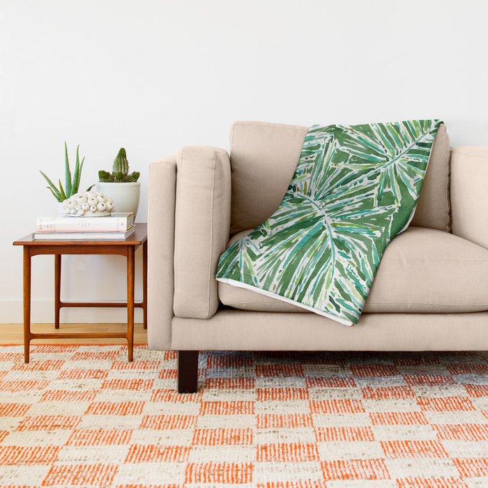 PALMY AND 85 Green Tropical Palm Throw Blanket