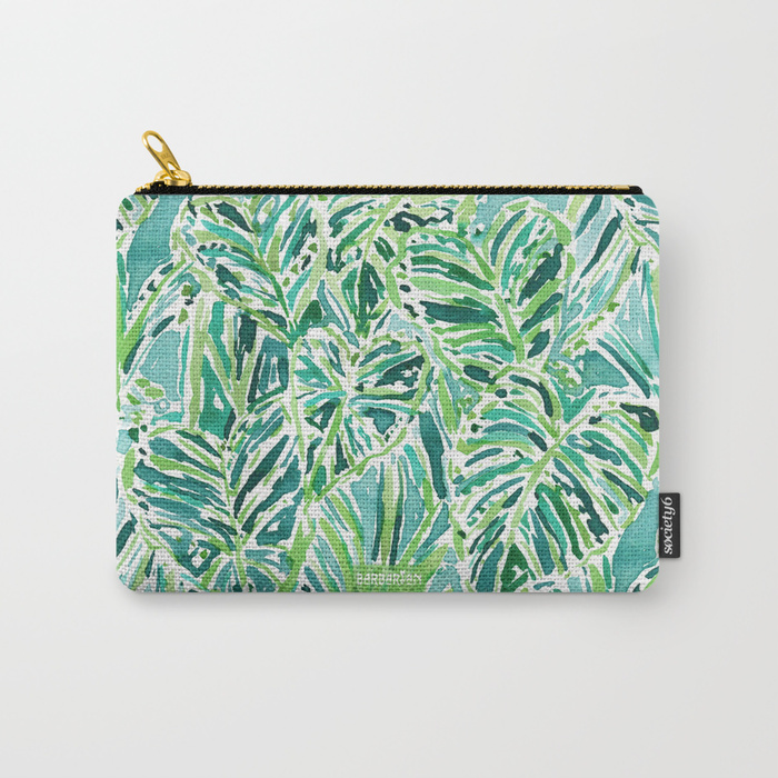 ELEPHANT EARS Green Tropical Leaves Pouch