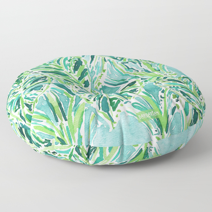 ELEPHANT EARS Green Tropical Leaves Floor Pillow