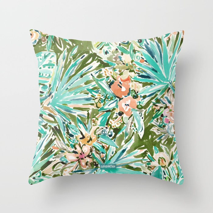 FAN OUT Tropical Palmetto Floral Pillow