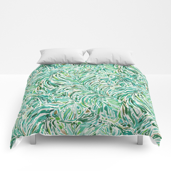 LUSH FREEDOM Watercolor Palm Print Comforter