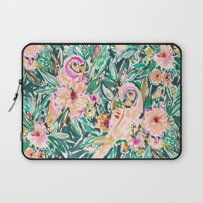PRETTY BIRD Floral Parrot Watercolor Laptop Sleeve