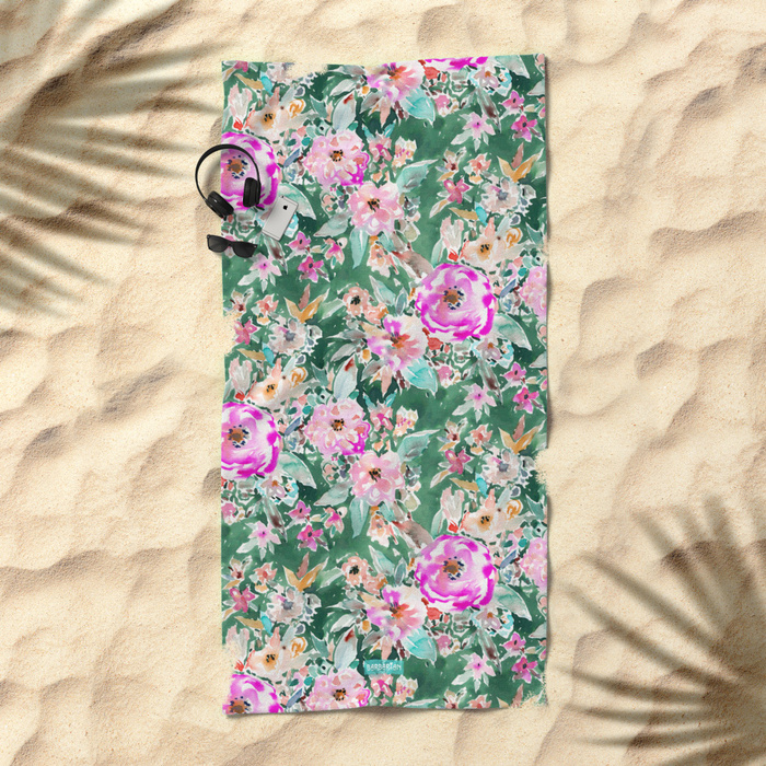WANDERLUSH Colorful Floral Beach Towel