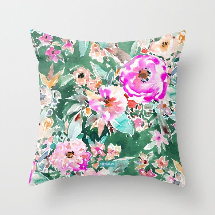 WANDERLUSH Colorful Floral Throw Pillow