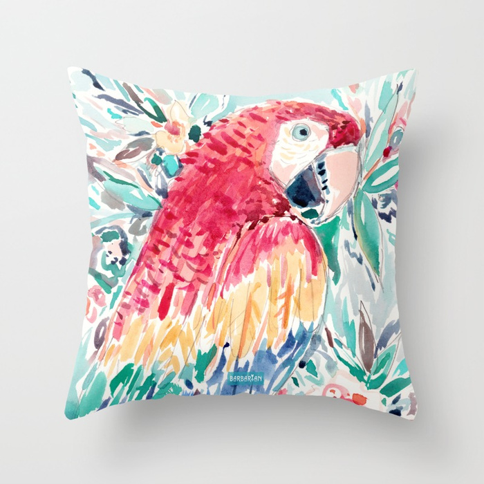 DONROY the Scarlet Macaw Throw Pillow