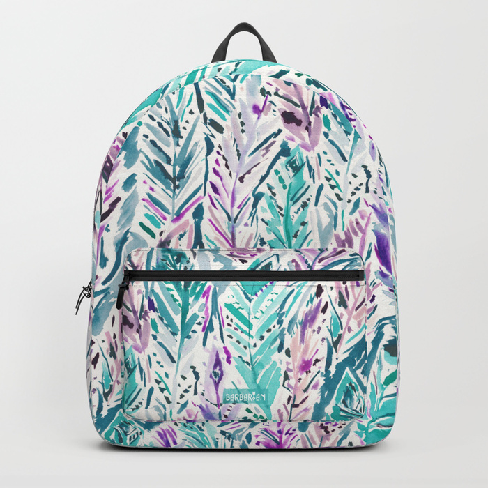 FREE FEELINGS Boho Watercolor Feathers Backpack