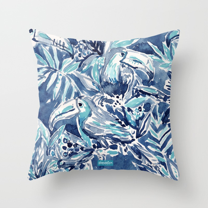 TOUCAN PLAN Indigo Tropical Pillow