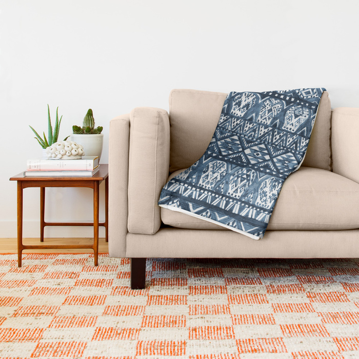 Indigo AZTECHIE Aztec Skull Print Blanket