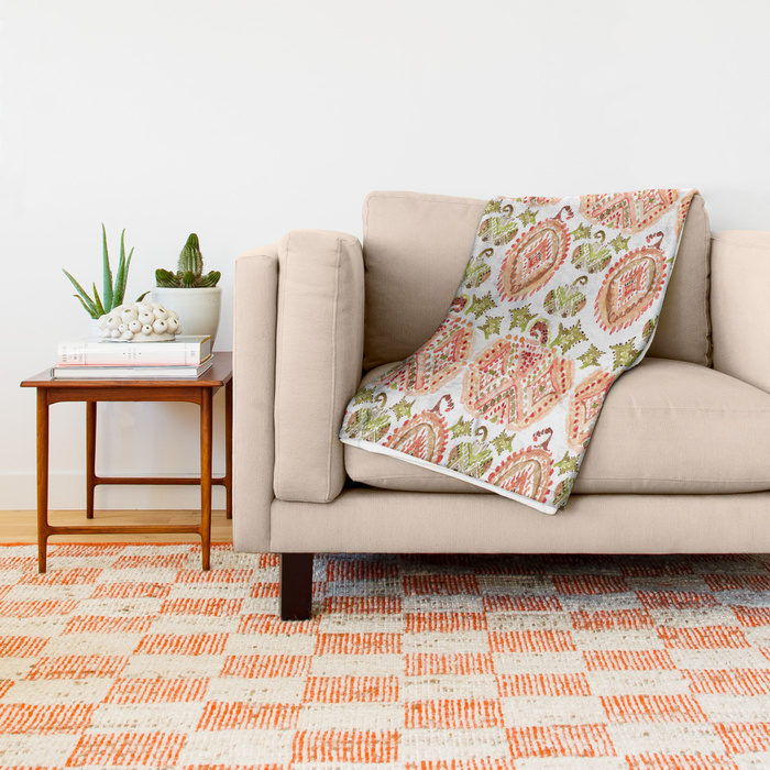 PUMPKIN SPICE Boho Watercolor Throw Blanket