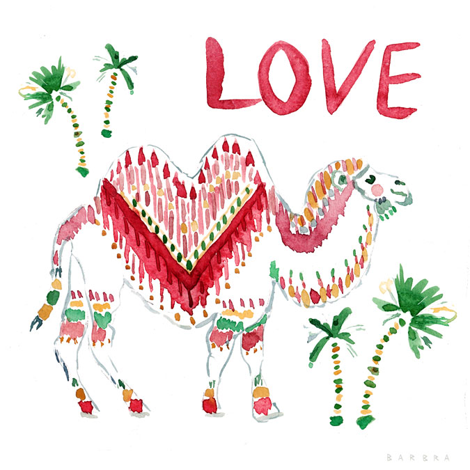 CAMEL LOVE Holiday Watercolor