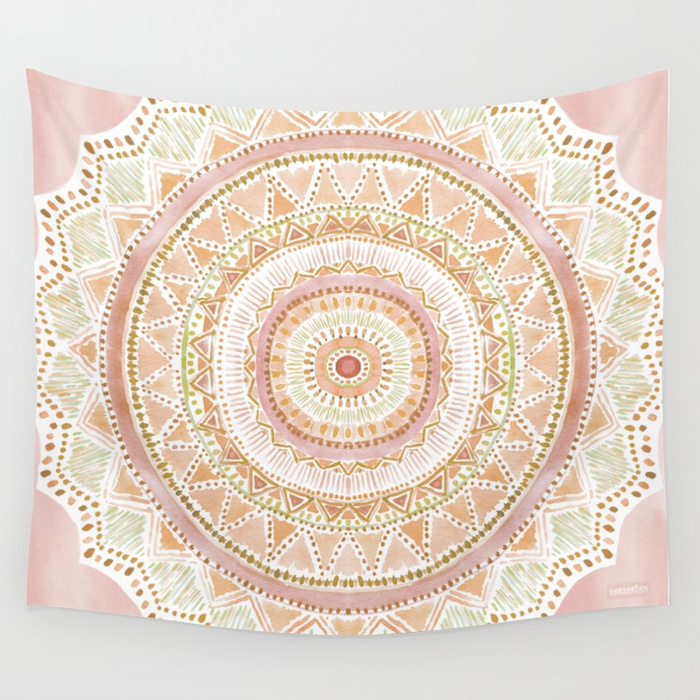 BIG LOVE Rose Gold Mandala Tapestry