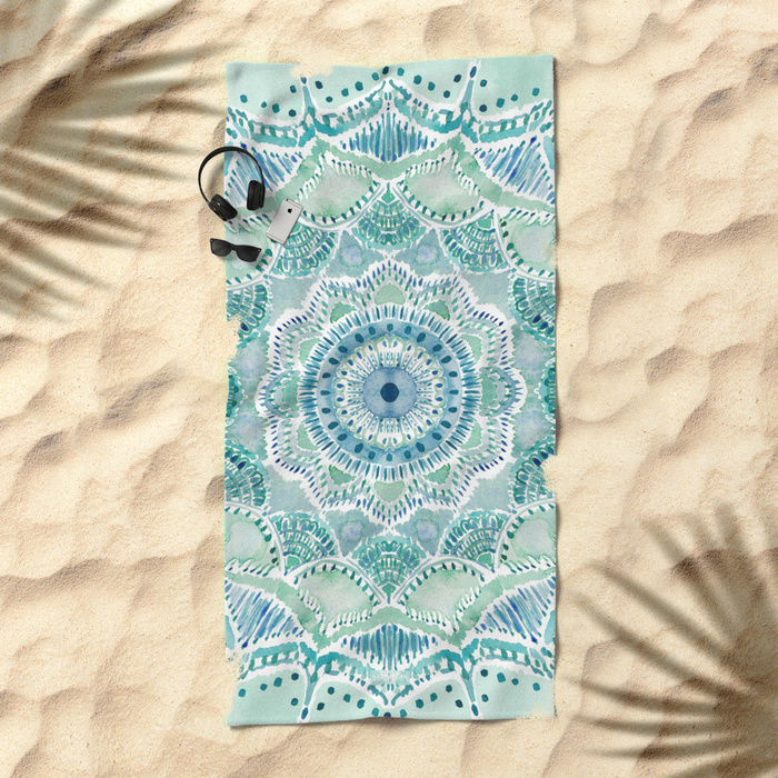 INNERNET Mint Mermaid Medallion Beach Towel