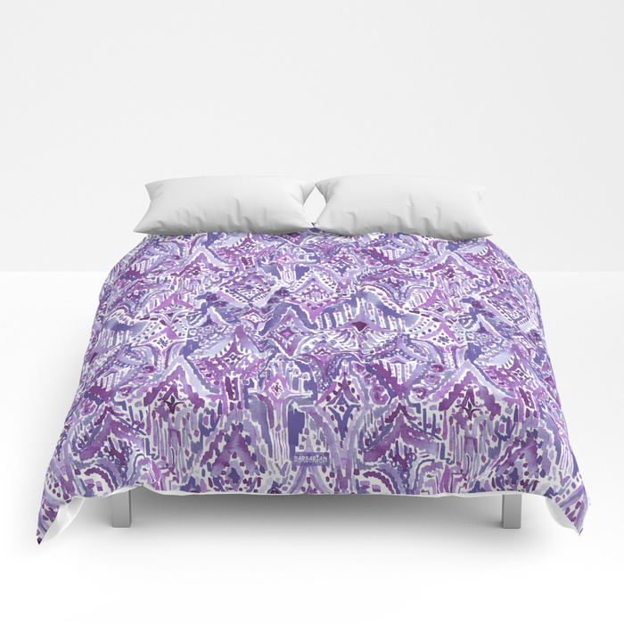 DROPS OF WONDER Ultra Violet Ikat Tribal Duvet