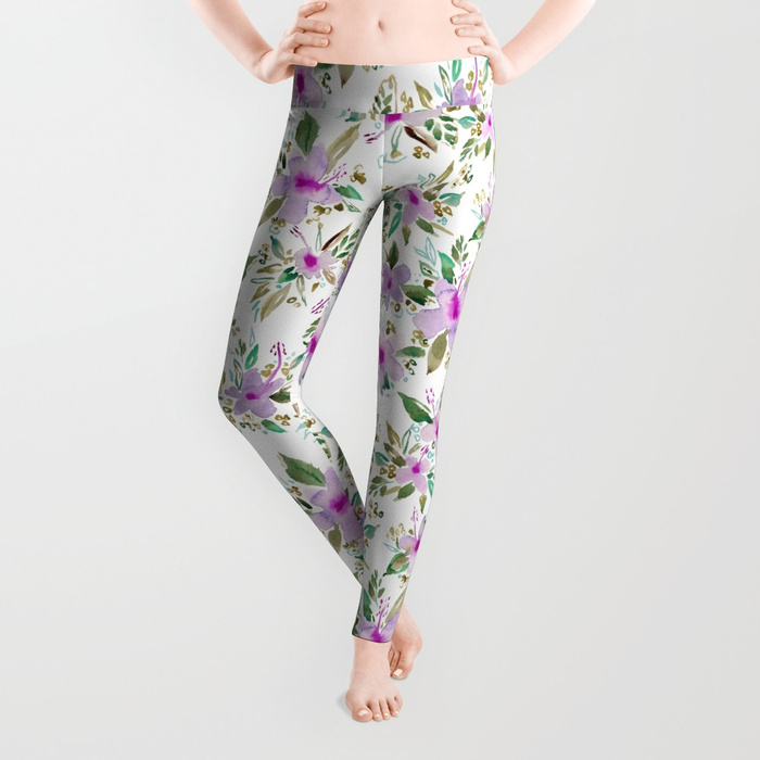 HIBISCUS DANCE Tropical Pink Floral Leggings