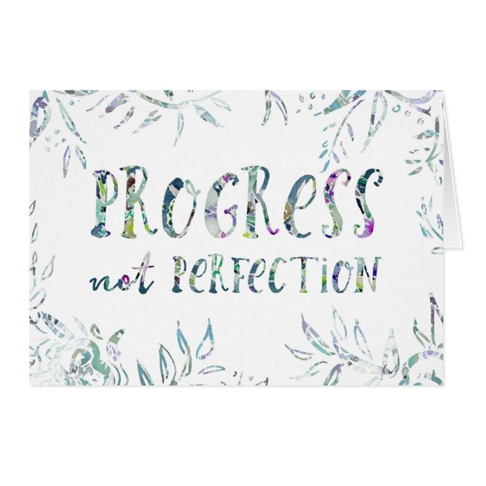 PROGRESS NOT PERFECTION Inspirational Quote Notecards