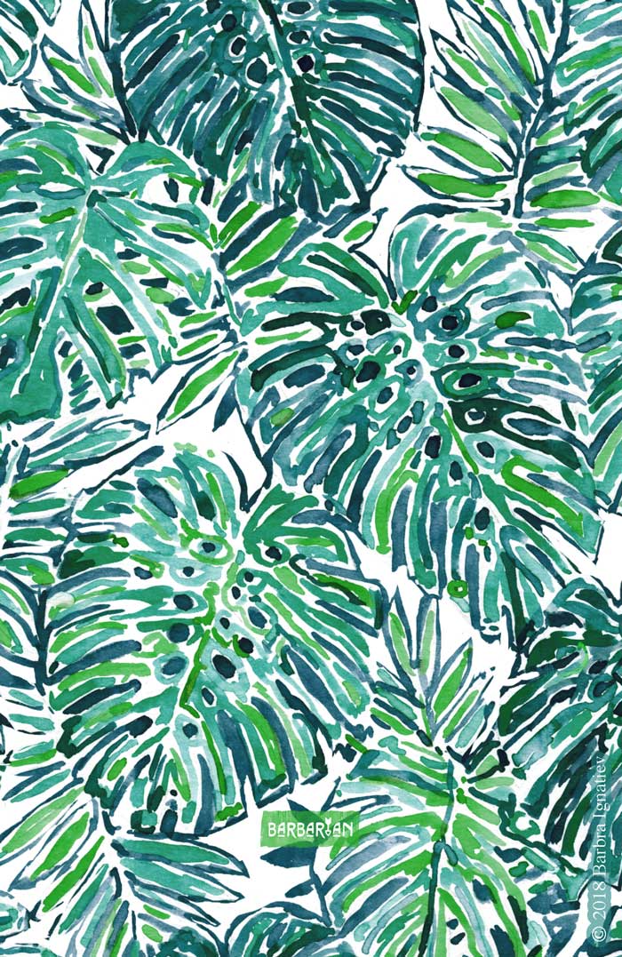 JUNGLE VIBES Green Tropical Monstera Leaves