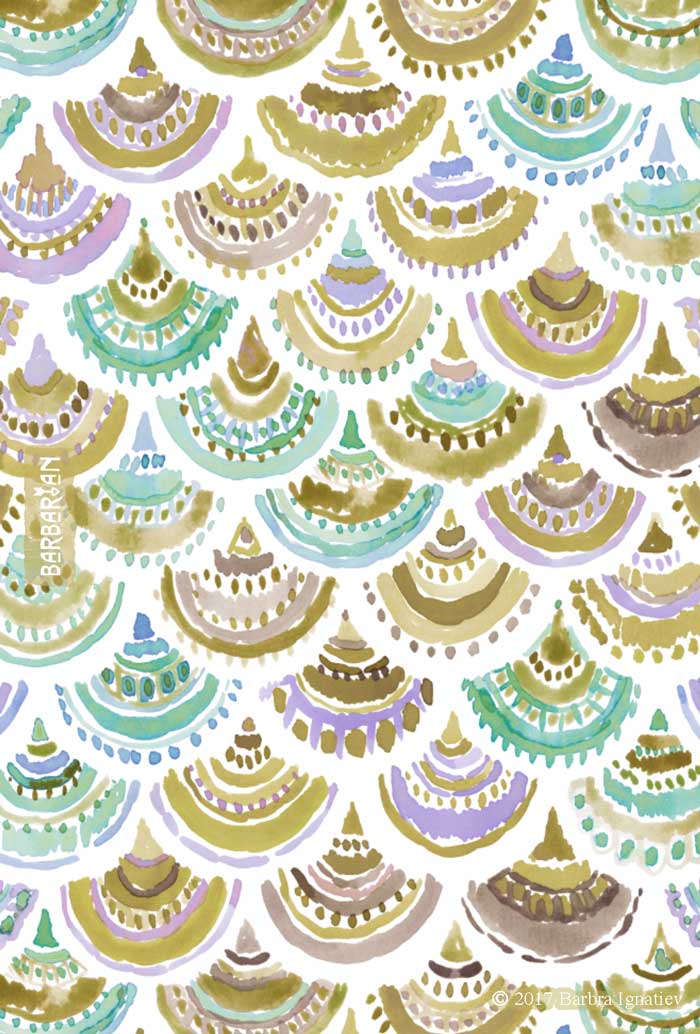 GOLDEN MERMACITA Watercolor Mermaid Scales