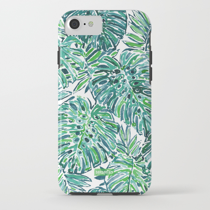JUNGLE VIBES Green Tropical Monstera Leaves Phone Case