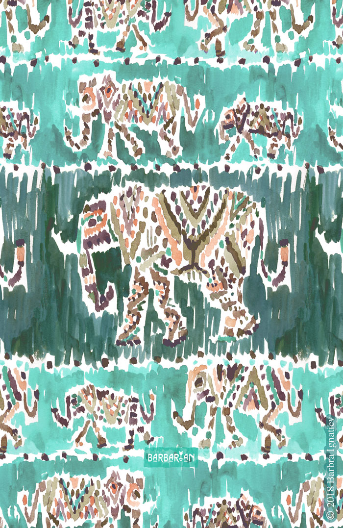 ELEPHANT INTELLIGENTSIA Aqua Boho Tribal