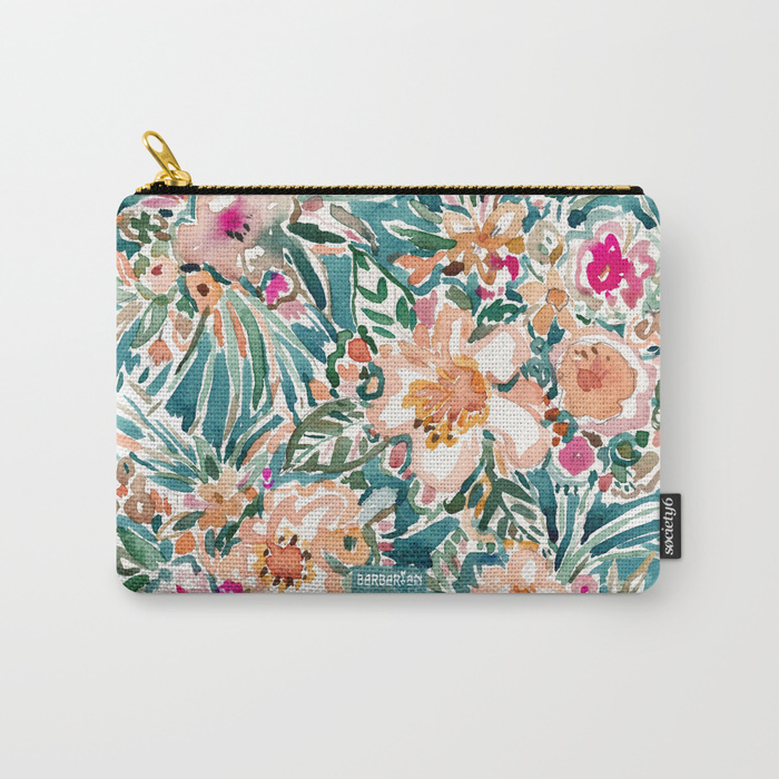 TROPICAL TUMBLE Colorful Paradise Floral Pouch