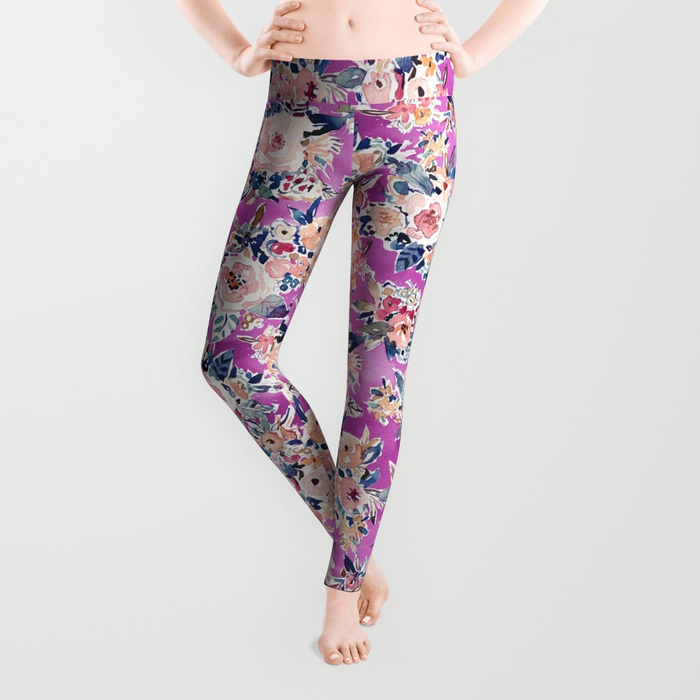 ROMANTIC AF Colorful Wild Floral Leggings