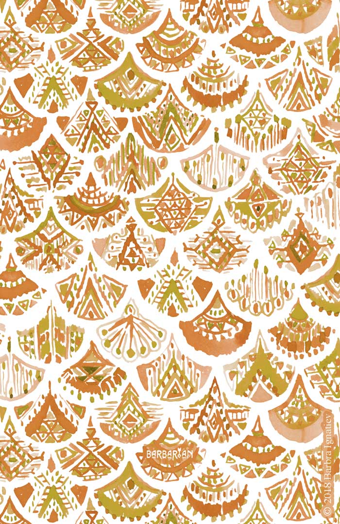 AZTEC MERMAID Golden Tribal Scales