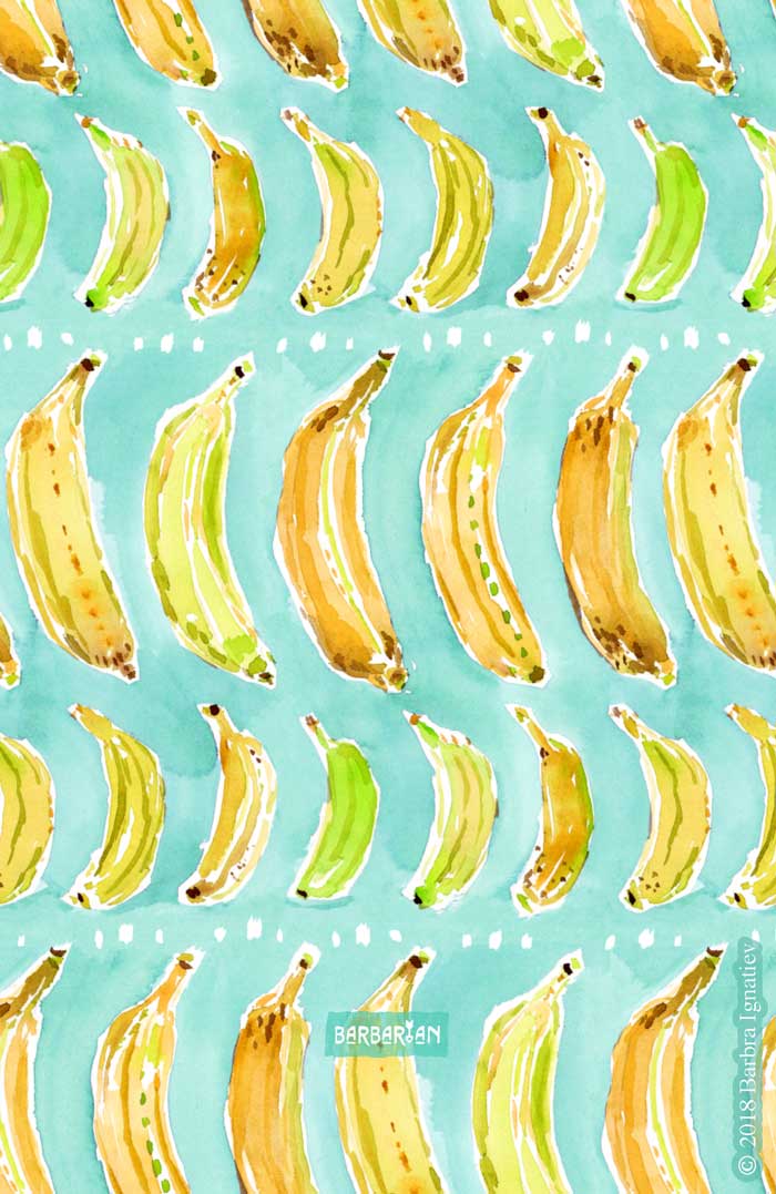 BANANA MARCH Aqua + Yellow Watercolor