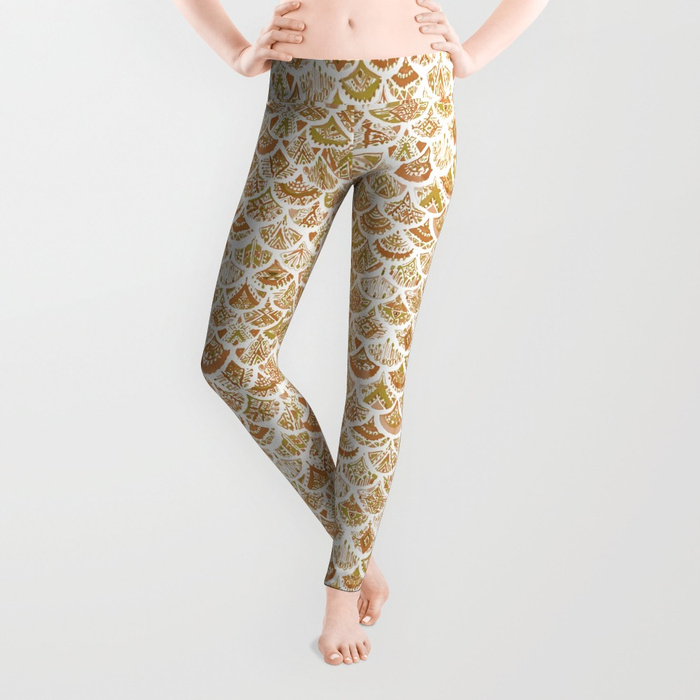 AZTEC MERMAID Golden Tribal Scales leggings